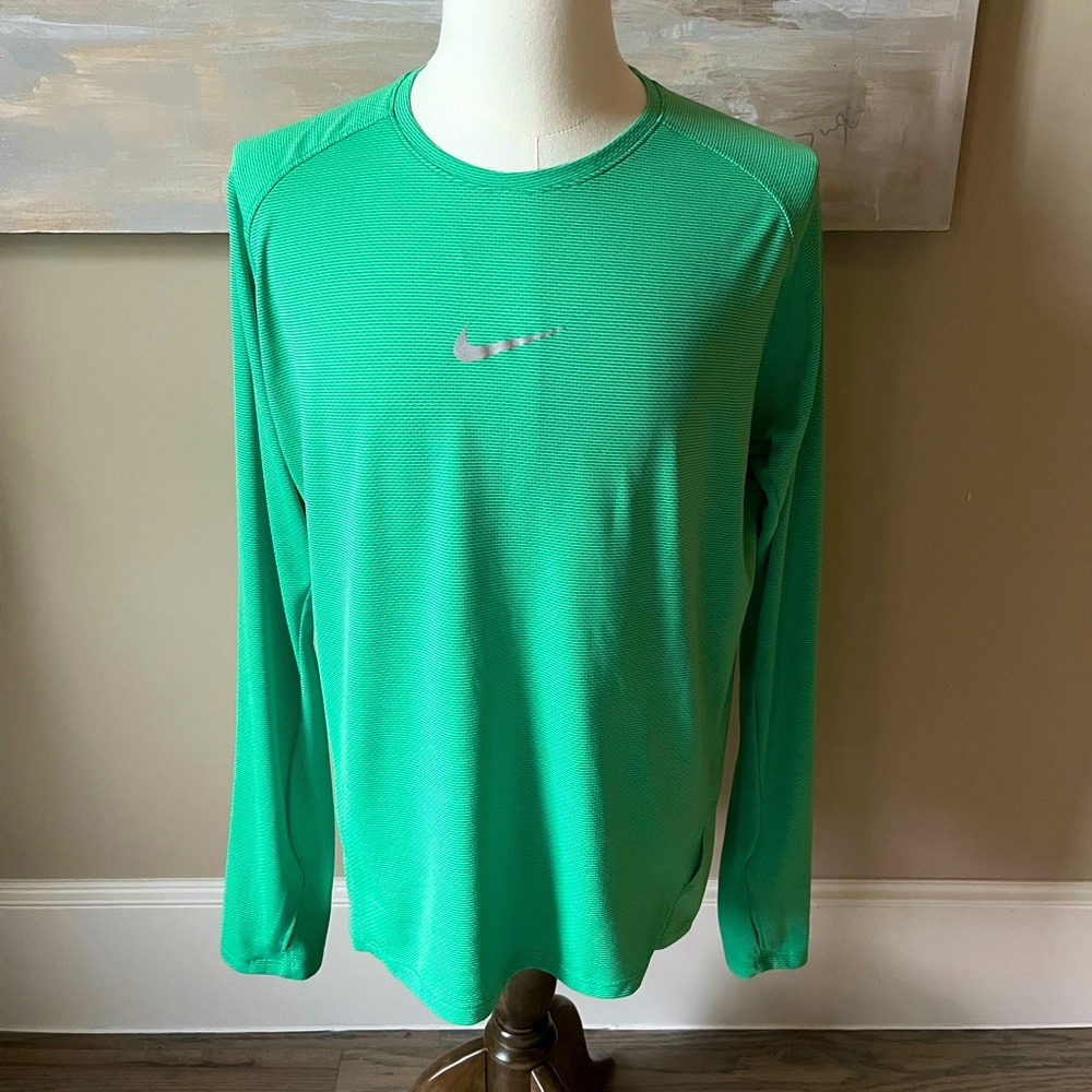Nike Running green long sleeve dri fit athletic shirt